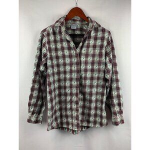 Cascade Blues Womens S Plaid Button-Up Shirt 100% Cotton Long Sleeve